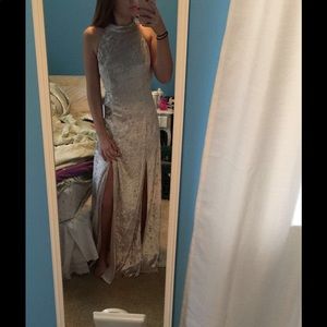 Velvet backless full length dress